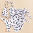 thumbnail image 3 of Traje de baño bikini de tres piezas HUOGUO con estampado de mariposas para mujer, 3 of 3