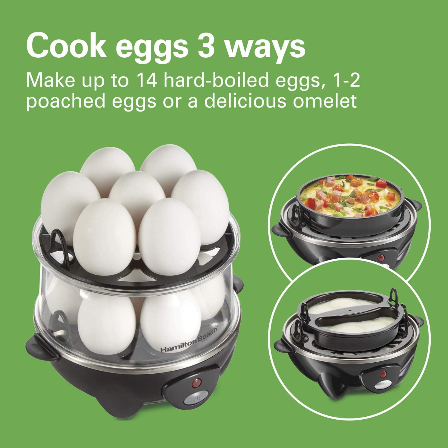 Electric Egg Cooker Bundle for Hard Boiled Poached Omelets & Steaming Holds 7 and 14 Eggs with Auto Shut Off