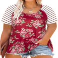 thumbnail image 2 of CHUANK Raglan T Shirts Short Sleeve Basic Tunic Blouse Summer Floral Tops for Plus Size Women, 2 of 9