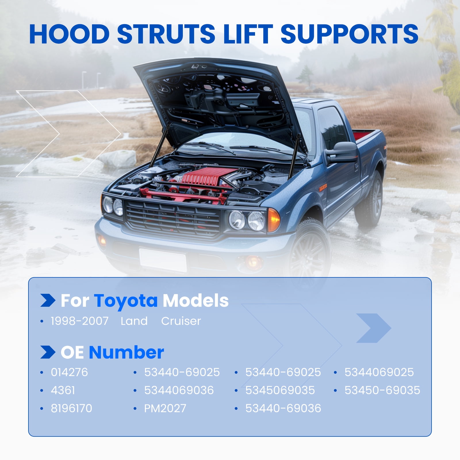 BDFHYK Front Hood Lift Support Struts Gas Springs Compatible with Toyota Land Cruiser Lexus LX 470 1998-2007 Rust Resistant 4361 Gas Strut Props Lift gate strut, 2 PCS