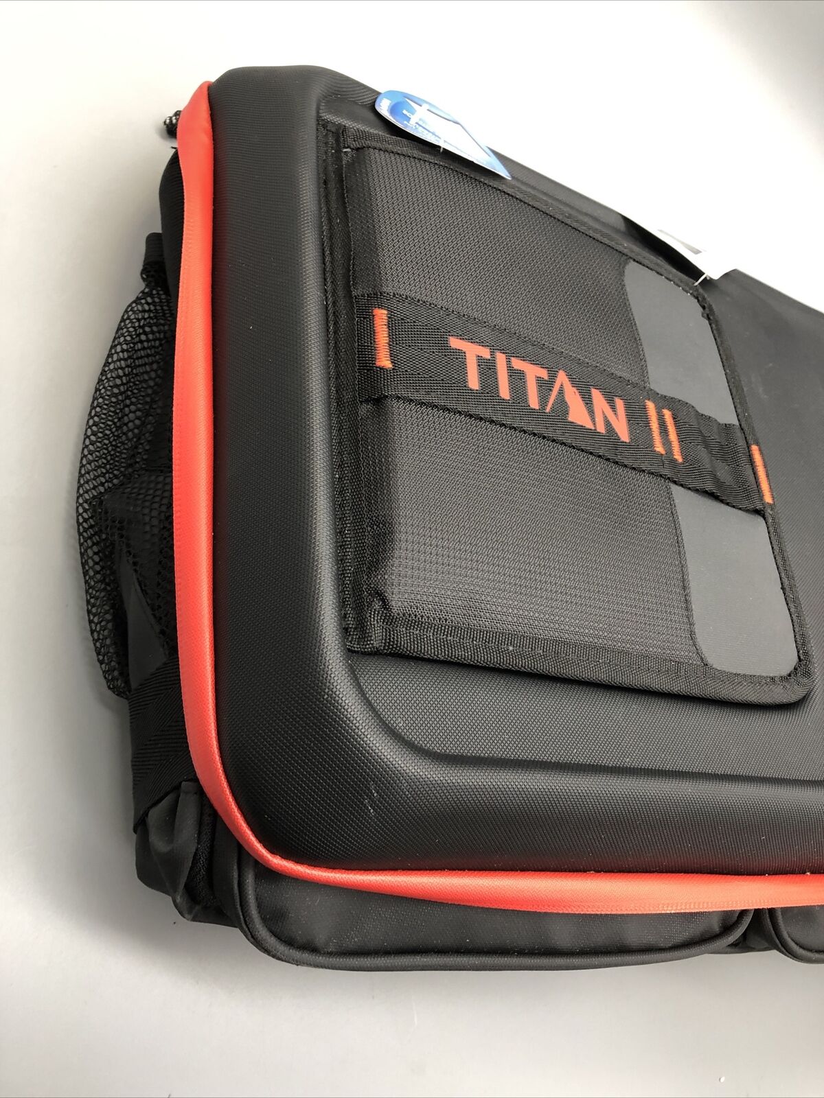Titan 50-Can Collapsible Cooler Black & Red TableTop™ with 2 Drink Holders & Lid