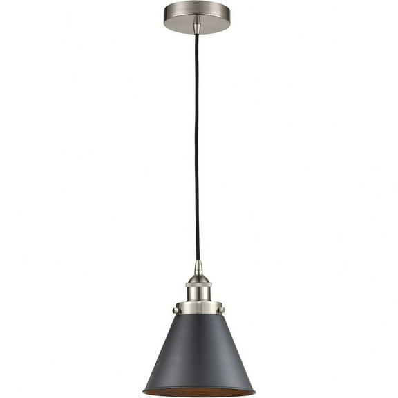 616-1PH-SN-M13-BK Innovations Lighting Appalachian - 1 Light Mini Pendant In Traditional Style-9.5 Inches Tall and 8 Inches Wide-Brushed Satin Nickel