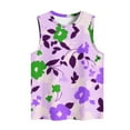 thumbnail image 4 of JTZGDY Cute Floral Print Summer Shirts for Women Trendy Sleeveless Crewneck Graphic Cami T-Shirts Loose Fit Casual Basic Tank Tops Purple L, 4 of 4