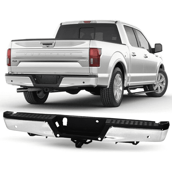 For 2015-2020 Ford F150 with Heavy Duty Tow & Sensor Hole Chrome Complete Rear Bumper Assembly