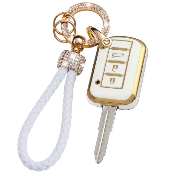Car Key Fob Cover Fit for Mitsubishi Eclipse Cross Outlander Sport Mirage G4 Lancer Key Protective Cover Keychain TPU Key Holder Car Accessories White