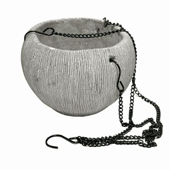 Admired by Nature ABN5E206-GREY-WHT 5' Ceramic Flower Planter, Ceramic Pot Planter, Plant Home Dcor, Gray