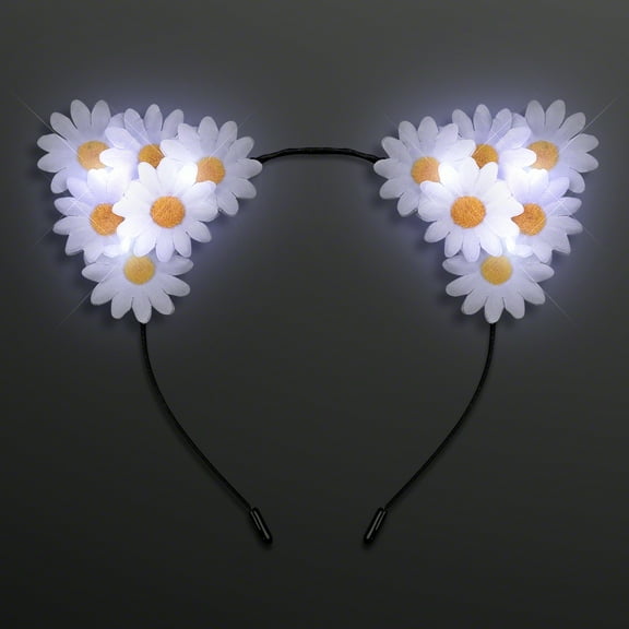 Daisy Flowers Kitty Light Up Cat Ears Headband
