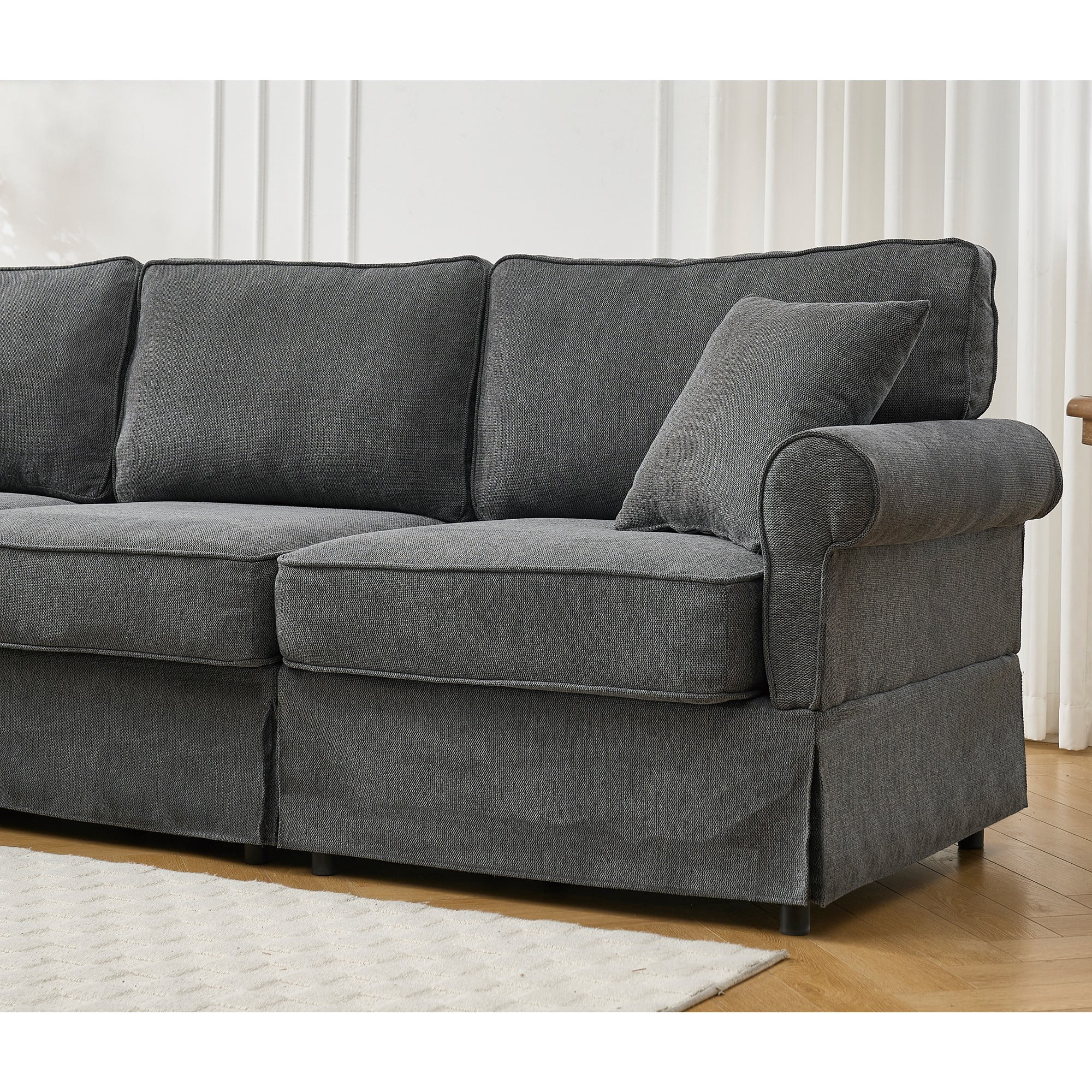 94" Modular Sectional Sofa Couch,L Shaped Convertible Sofa,Upholstered 5 Seat Sectional Sofa Couch for Living Room,Dark gray