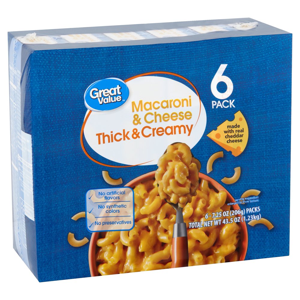 Great Value Thick & Creamy Macaroni & Cheese, 7.25 oz, 6 count
