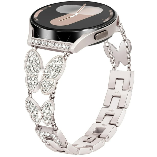 Correa de reloj G-ficu de metal con forma de mariposa de 20 mm para Samsung Galaxy