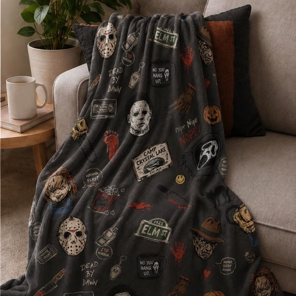 Slasher Sketchbook Horror Movie Minky Throw Blanket, Halloween Gift 30 x 40 in