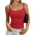 thumbnail image 2 of Womens Tank Tops Camisole Sleeveless Tops Adjustable Spaghetti Straps Basic Trendy Going Out Slim Fitted Summer Clothes Red S, 2 of 6