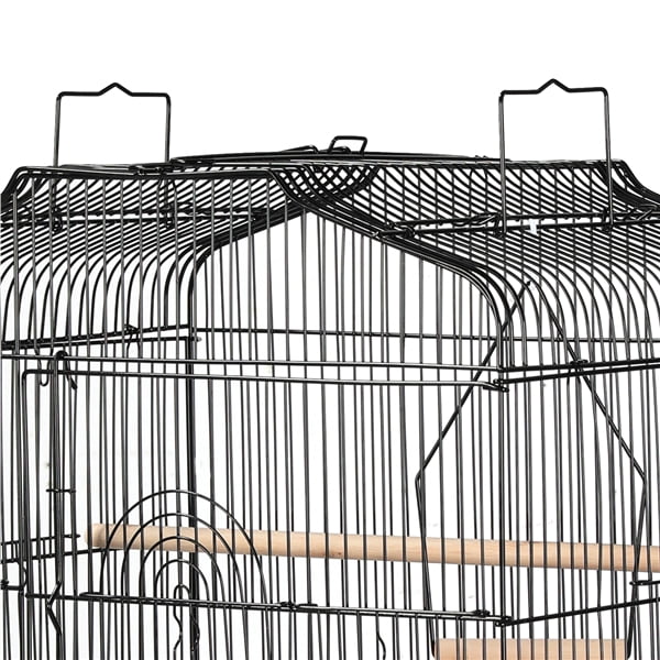 Renwick 41" Four Feeders Double-Door Metal Birdcage with Slide-Out Tray,  Black