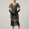 thumbnail image 2 of Rhinestones Layered Fringe Dress Ballroom Latin Dance Dress for Women Tiered Tassel Flapper Dresses Dancing Costume Black L, 2 of 6