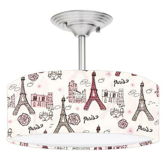 888 Cool Fans DR-0001220 Glitter of Paris 2-Light Brushed Nickel Drum Style LED Lamp Fixture