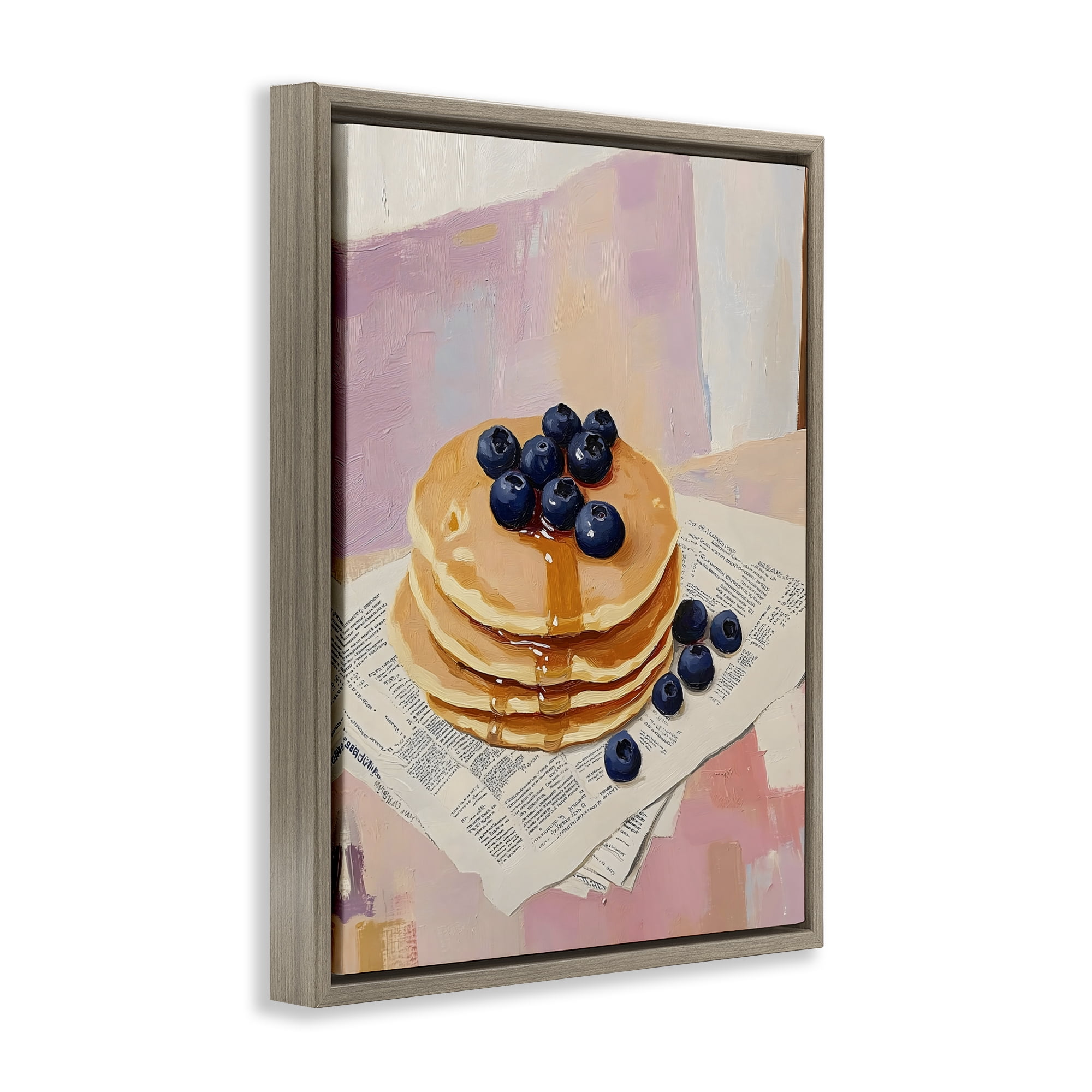 Stupell Industries Blueberry Pancakes with Syrup Brown Framed Floater Canvas Wall Art, design by The Prints Vibe