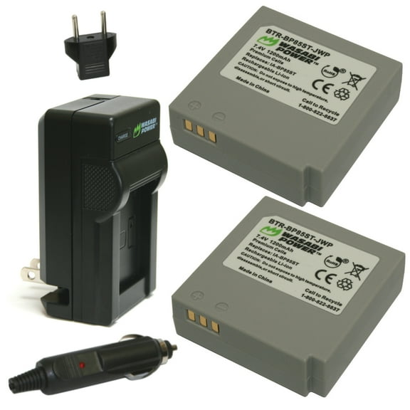 Wasabi Power Battery (2-Pack) and Charger for Samsung IA-BP85NF, IA-BP85ST