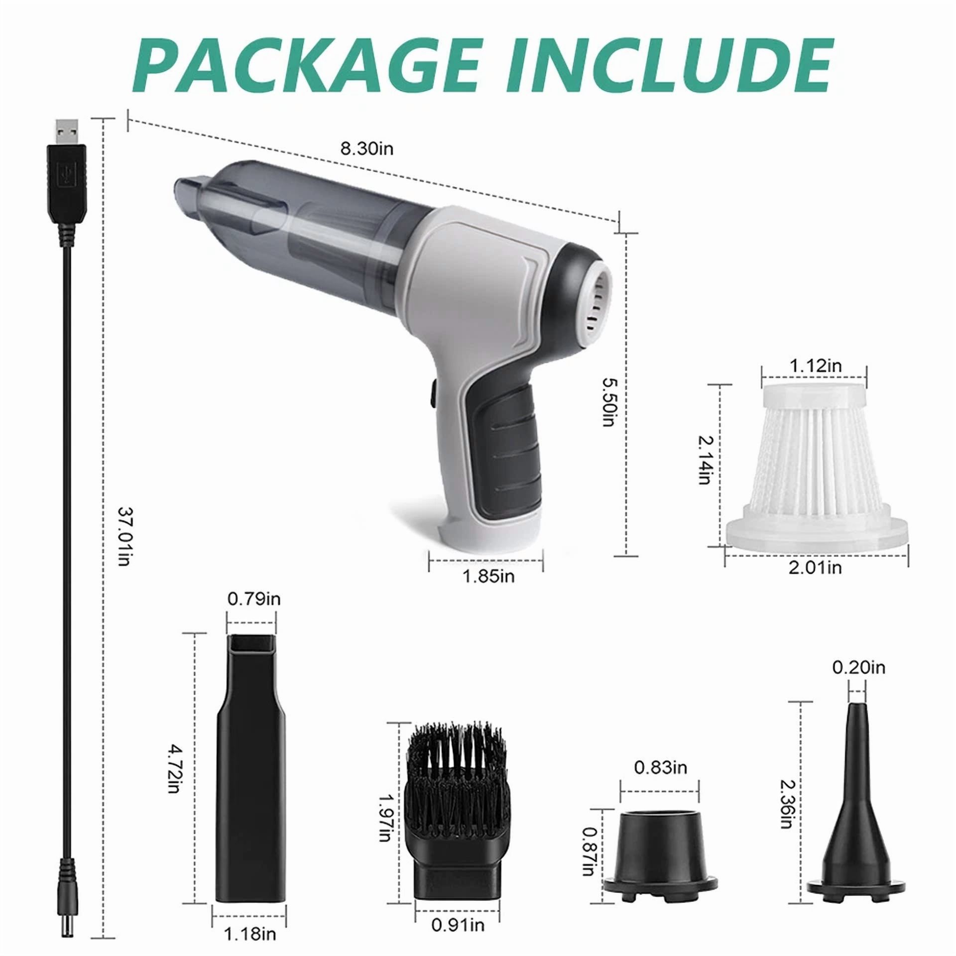 3 In 1 Wireless Car Vacuum Cleaner Air Blower Handheld Power Suction Dust Blow