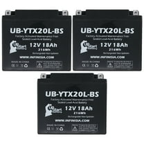3-Pack UB-YTX20L-BS Battery Replacement for 1997 Kawasaki Jet Ski JH750 E1,F2,G1,G2 750 CC Personal Watercraft - Factory Activated, Maintenance Free, Motorcycle Battery - 12V, 18AH