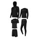 thumbnail image 5 of Conjunto de 5 chándales de compresión para hombre, para gimnasio, fútbol, ​​correr, ropa deportiva, ejercicio negro grande, 5 of 9