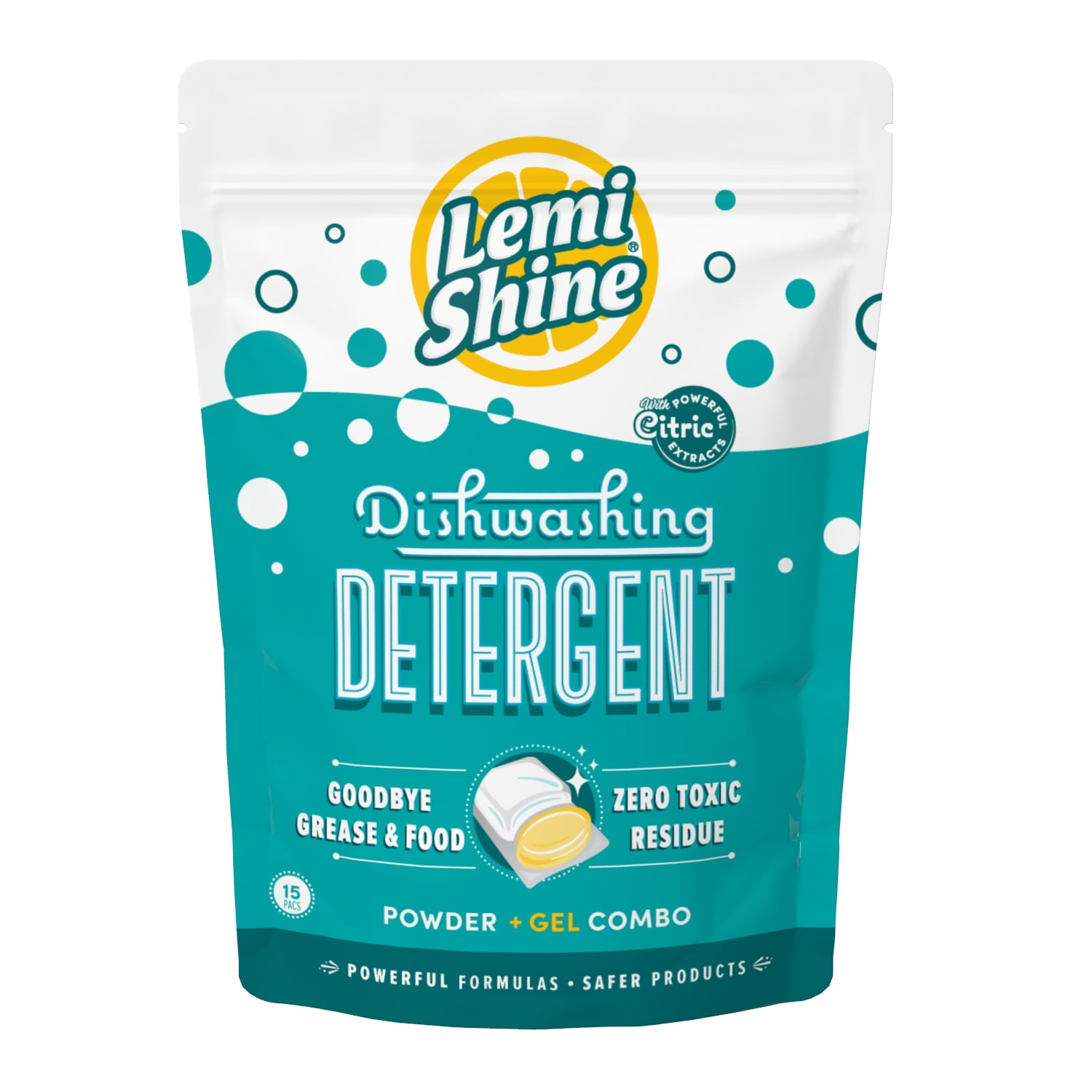 Lemi Shine Dishwasher Pods, Natural Lemon Scent, 15ct