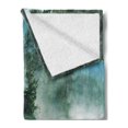 thumbnail image 2 of Yellowstone Soft Flannel Fleece Blanket, Fog on Yellowstone River Alpine Trees by the Bank Wilderness Waterscape Picture, Cozy Plush for Indoor and Outdoor Use, 50" x 60", Green Blue, by Ambesonne, 2 of 5