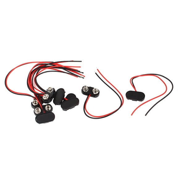 Unique Bargains 9pcs 2 Wire T Type 9V Battery Snap Clip Plug Connectors Holder Adaptor Black
