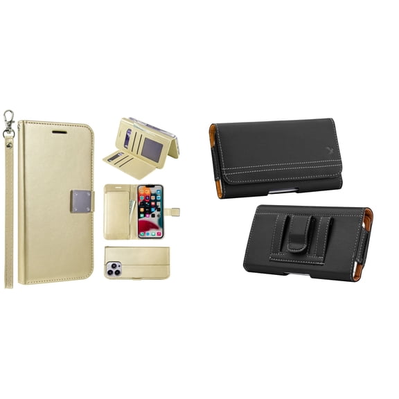 Bemz Pocket Clutch Wallet Case and Belt Holster Pouch for iPhone 14 Pro Max - Gold