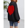 thumbnail image 2 of Women's Oversized Heart Print Cardigan - Longline Open Front Coatigan Sweater, 2 of 5
