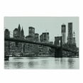 thumbnail image 1 of Modern Cutting Board, Brooklyn Bridge Sunset Manhattan American New York City Famous Town Image, Decorative Tempered Glass Cutting and Serving Board, Small Size, Black and White, by Ambesonne, 1 of 1