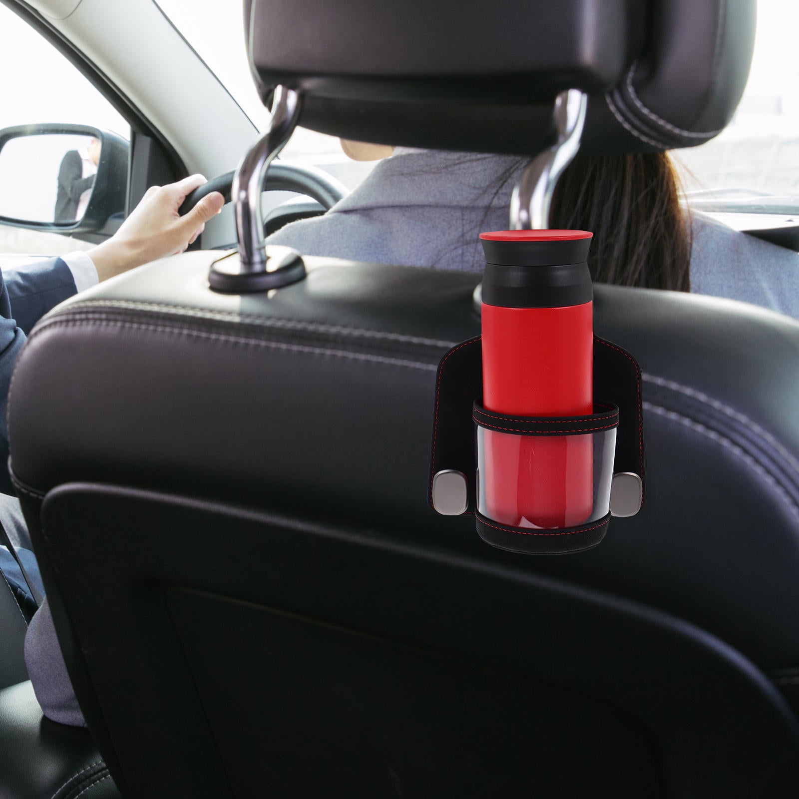 ELAYARD Black Car Seat Back Organizer with Double Alloy Hooks, Storage for Back to School and Travel, 1 Piece