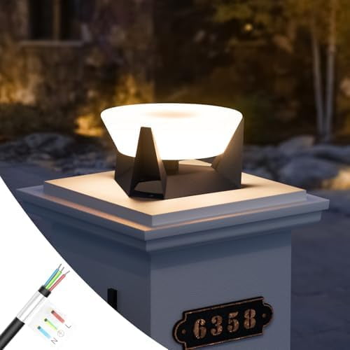 Outdoor Post Lights Hard Wired, 11" Column Light AC100-240V, Waterproof Modern Pillar Lights, 3000K Fence Deck LED Light Landscape Lighting Fixture Electric Lamp for Patio Garden Gate Posts