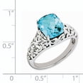 thumbnail image 2 of Beautiful Sterling Silver Rhodium Checker-Cut Blue Topaz Ring, 2 of 2