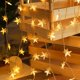 thumbnail image 3 of Guirnaldas de estrellas, 5 metros, 50 luces LED en forma de estrella con batería, blanco cálido, impermeables, luces decorativas en forma de estrella para interiores y exteriores, 3 of 5