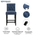 thumbnail image 5 of Blue Fabric Upholstered Counter Height Barstool Dining Chairs with Button-Tufted , Set of 2, 5 of 6