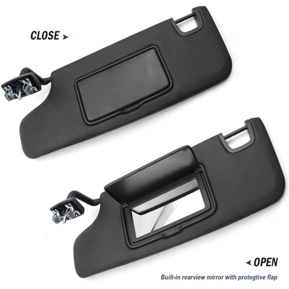 Left Driver Side Sun Visor Black Compatible with Jeep Wrangler JK 2007-2018 Replace