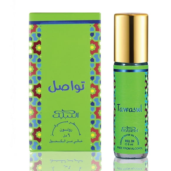 Nabeel Tawasul Premium Attar Roll On Perfume Oil For Men & Women 6ml, 0.2 Fl.oz. | 100% Non Alcoholic | Concentrated Perfume Oil | With Bergamot, Apple, Rose, Patchouli & Oakmoss Notes