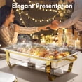 thumbnail image 4 of 2 Pack Semi-Gold-Plated Stainless Steel Chafing Dish Buffet Set, 8QT-9QT Rectangular Chafing Dish Set, Buffet Warmer for Hotel Catering, Parties, Weddings, Gold, 4 of 11