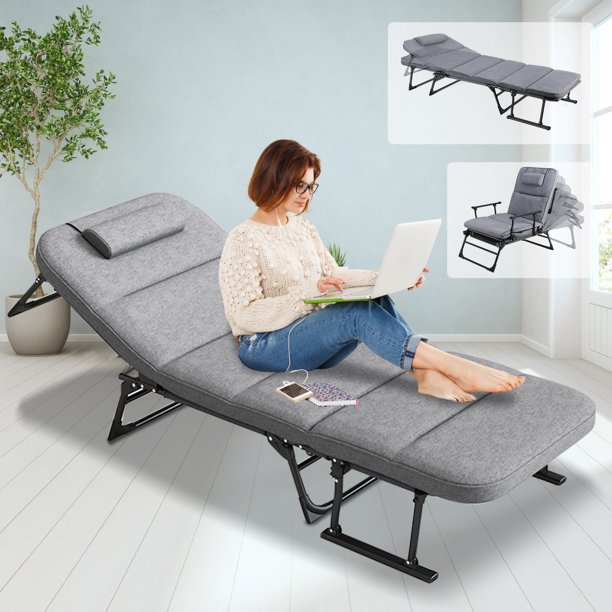 Slsy Rollaway Guest Bed with Mattress, 6 Adjustable Fold Out Bed, Heavy