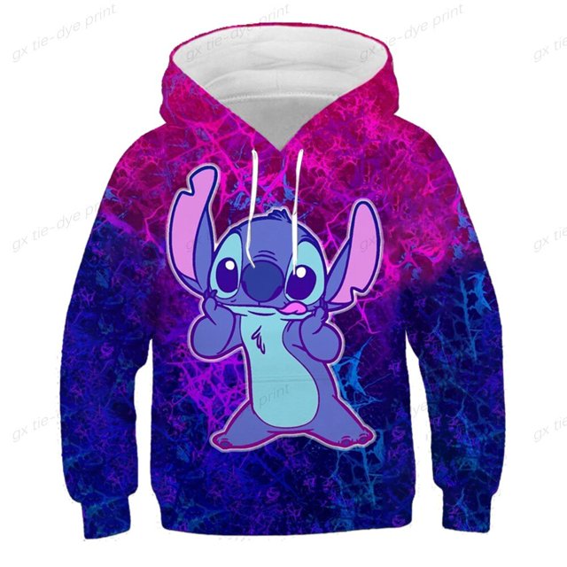 Primavera y otoño sudaderas con estampado 3D película Stitch hombres mujeres niños moda sudaderas con capucha pulóver Streetwear niño niña niños Tops150 zhangmengya CONDUJO