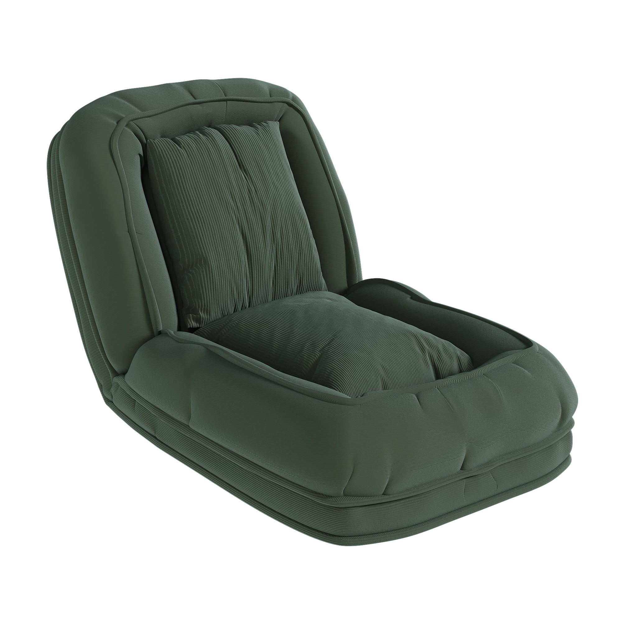 Upholstered Human Dog Bed for Adults & Pets, 5-Position Adjustable Foldable Lazy Sofa Bed with 2 Pillows, Corduroy Floor Recliner for Bedroom Living Room Reading Corner