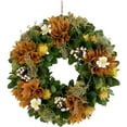 thumbnail image 2 of Northlight Mixed Shaved Wood Florals Artificial Small Spring Wreath - 11" - Orange, 2 of 9