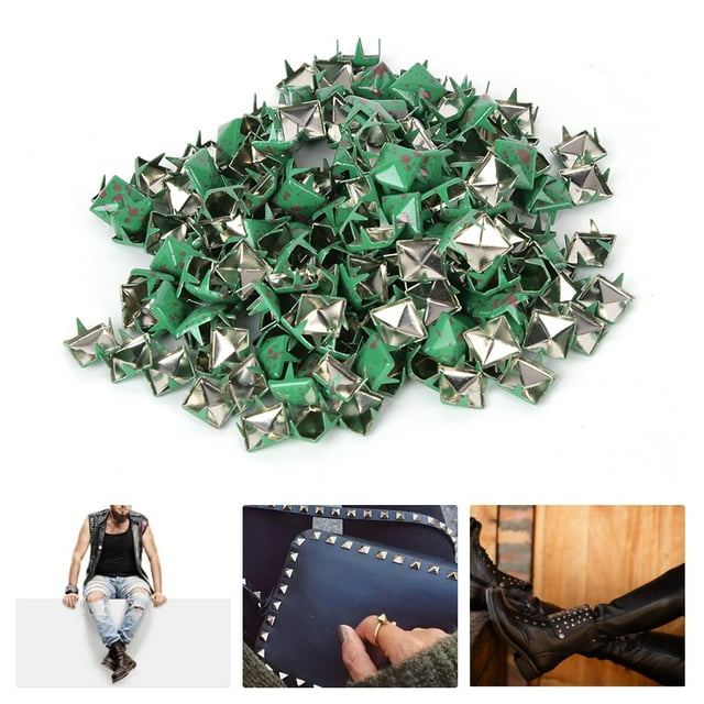 Square Rivets Rivet Stud Decorative Rivet Four Claw Rivets Leather Craft Accessories 200Pcs Square Rivets Metal Stylish DIY Shoes Bags Hats Decoration Accessories 9mm