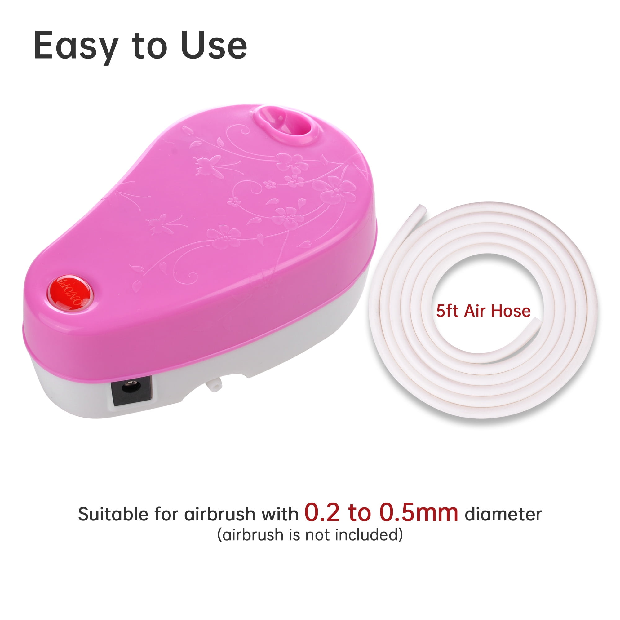 Mini Portable Air Compressor Set w/ Hose Built-in Airbrush Holder Makeup Nail Art Body Painting Tattoo Beauty Pink