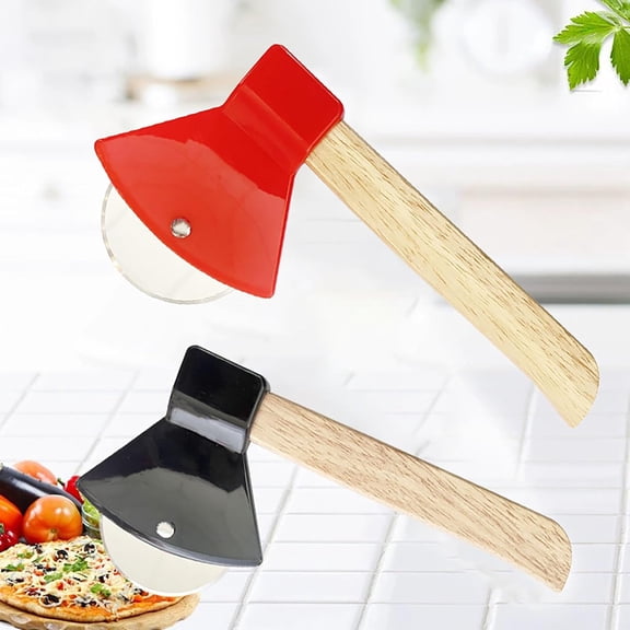 4-Piece Axe-Shaped Pizza Cutter Set 8.26 × 4-inch Stainless Steel Pizza Cutters Sharp blades ideal for slicing pizza, bread, and cake (Black and Red)