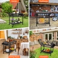 thumbnail image 4 of Yiwa Table de Préparation de BBQ à 3 Niveaux, Chariot de Gril Extérieur Roulant avec Roues Verrouillables, Support de Four à Pizza et Grand Espace de Rangement, 4 of 8