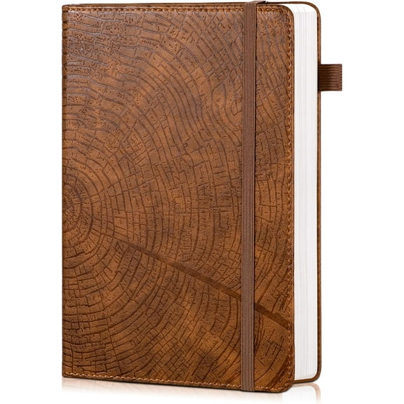 Lined Journal for Men Women, Tree Growth Ring Leather Bound Journal Notebook, 256 Pages 100 GSM Journals for Writing, A5 Hardcover Journaling Notebooks for Work, Note Taking