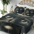 thumbnail image 3 of Ambesonne Cat Fitted & Top Sheet Set with Shams, Closeup Circle of a Black Kitty, Charcoal Grey, 3 of 5