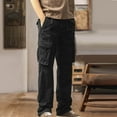 thumbnail image 5 of Qgtaibl Cotton Cargo Pants for Men Drawstring Elastic Waist Straight Leg Athletic Pant Multi-Pockets Hiking Joggers Tactical Pants Black (Mens M), 5 of 5