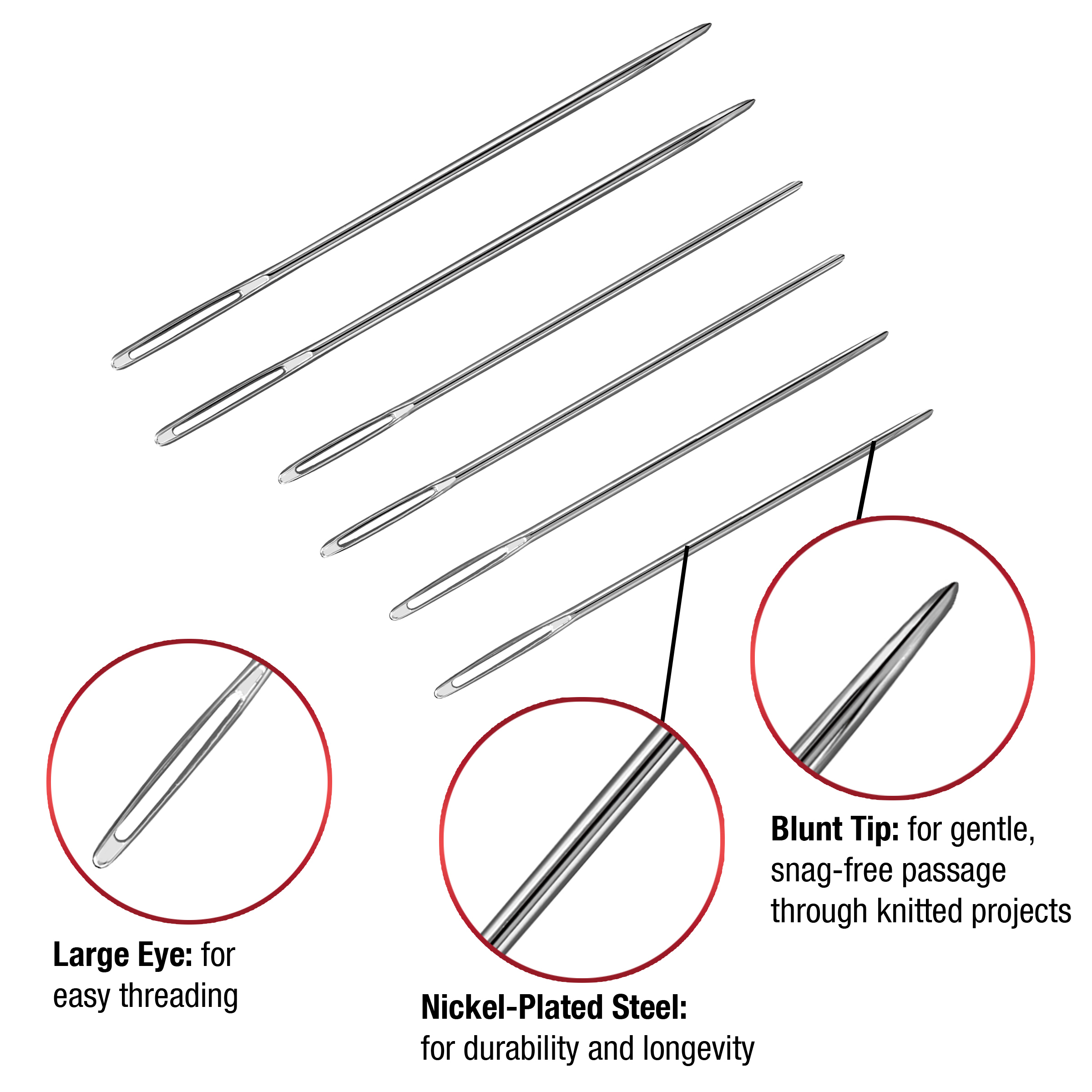 SINGER Tapestry Steel Hand-Sewing Needles, Sizes 18/22, 6 Pieces